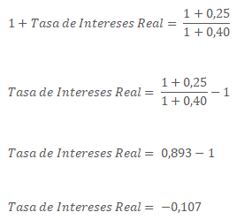 formula matematica para calcular la tasa de interes real con ejemplos numericos